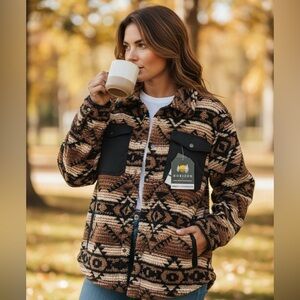 Horizon by Bass Creek Outfitters Aztec Tribal Sherpa Jacket, NWT XXL